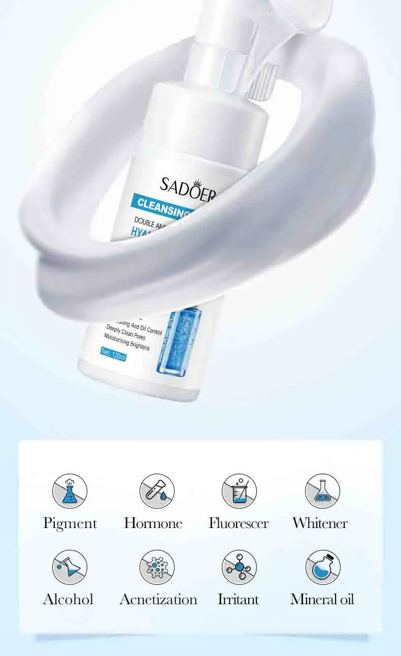 SAODER Q10 Vitamin C Facial Cleanser Face Wash Foam Facial Cleansing Mossee Moisturizing Brightening Facial Skin Care Products