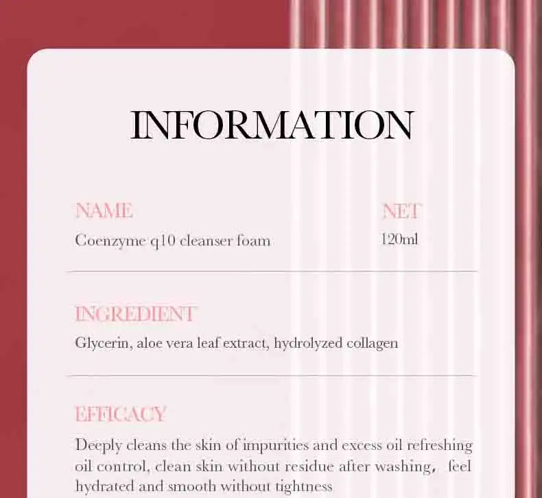 SAODER Q10 Vitamin C Facial Cleanser Face Wash Foam Facial Cleansing Mossee Moisturizing Brightening Facial Skin Care Products